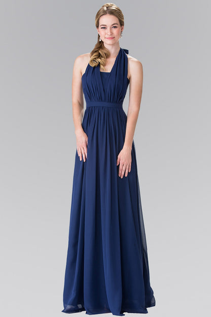 V-Neck Halter Chiffon Long Dress-3