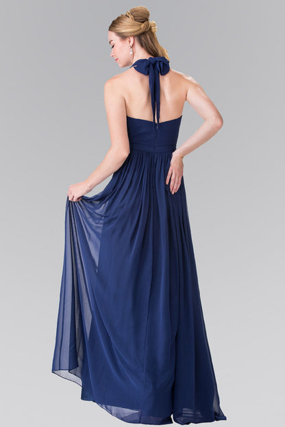 V-Neck Halter Chiffon Long Dress-4