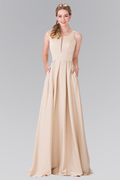 Prom Dress with Notched Scoop and Long Skirt-0