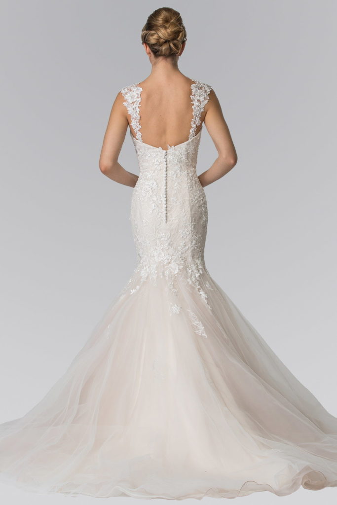 Lace Embellished Mermaid Style Wedding Dress-1