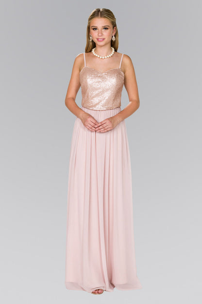 Full Sequin Top Chiffon Long Dress-4