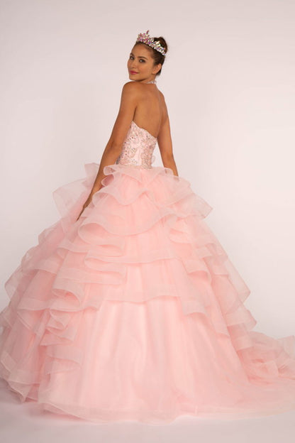 Beads and Jewel Embellished Halter Neck Quinceanera Dress-1