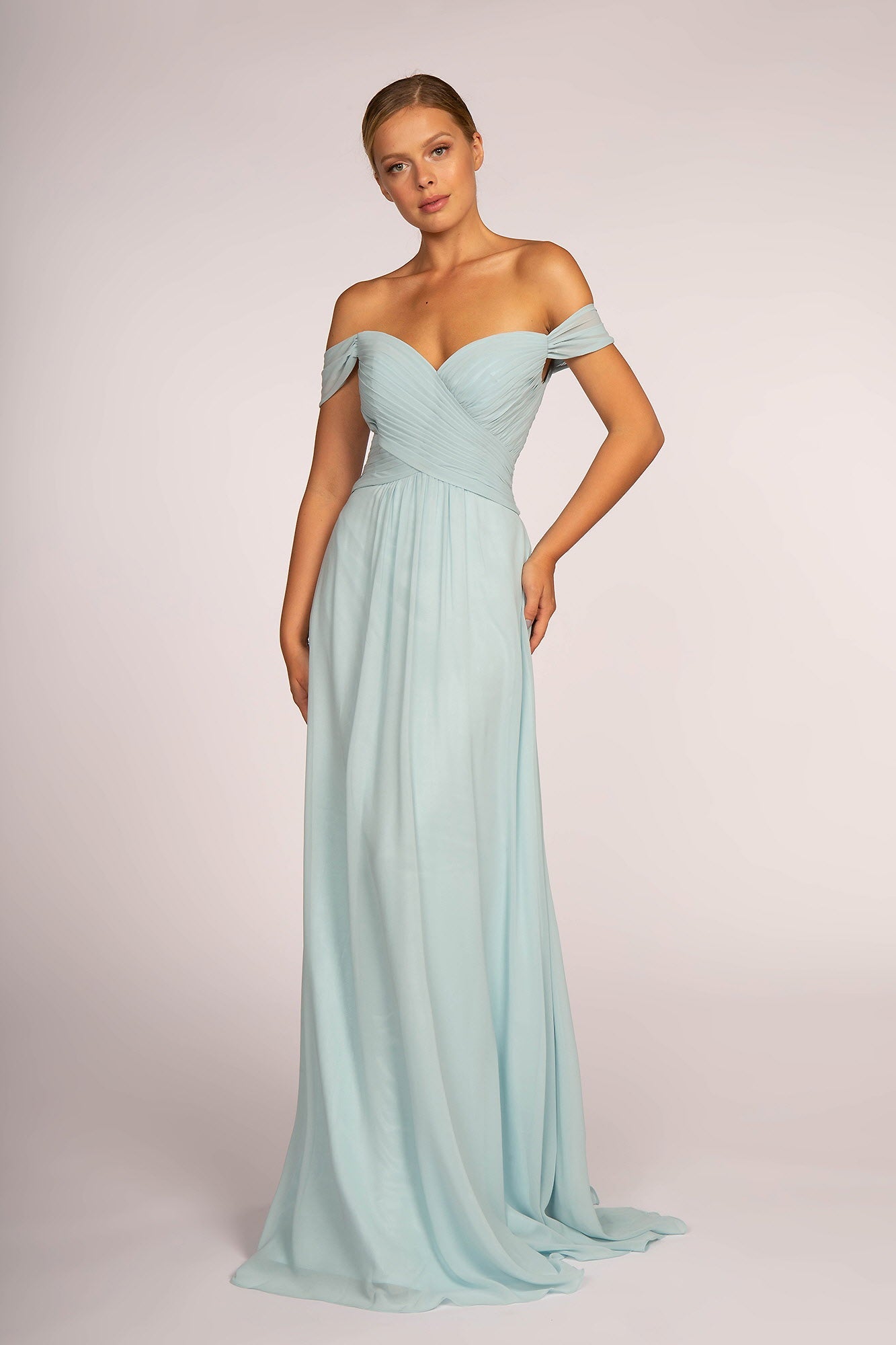 Off-the-Shoulder Chiffon Long Dress-5