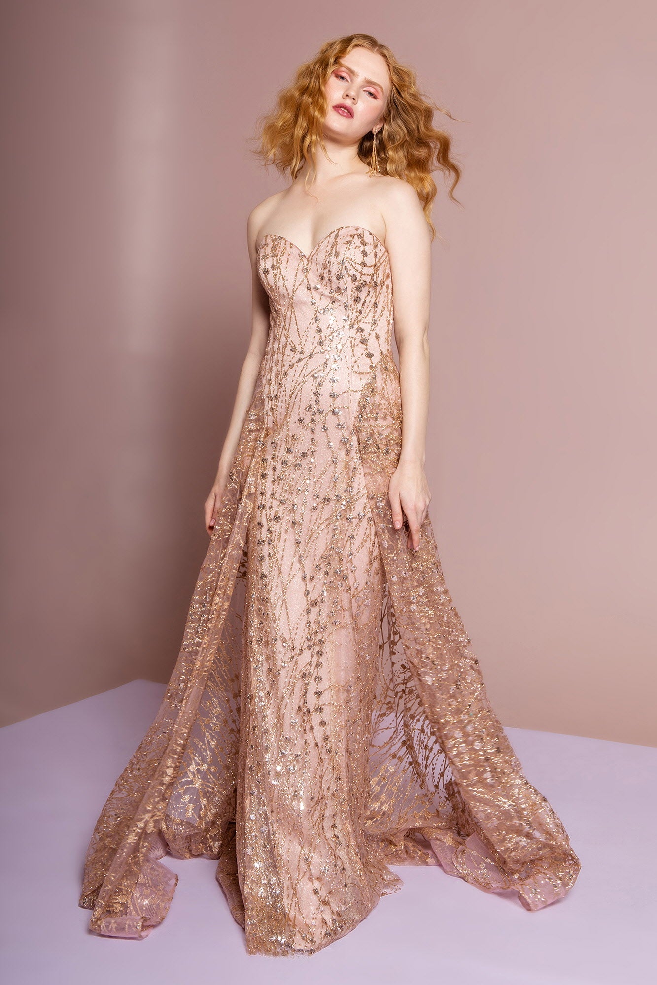 Shimmering Sweetheart Neck A-line Dress by Elizabeth K-0