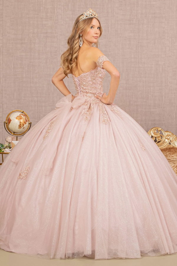 Jewel Embellished Glitter Mesh Sweethearted Ball Gown-2