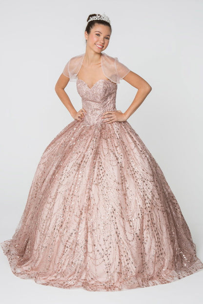 Glitter and Jewel Embellished Quinceanera Dress-5