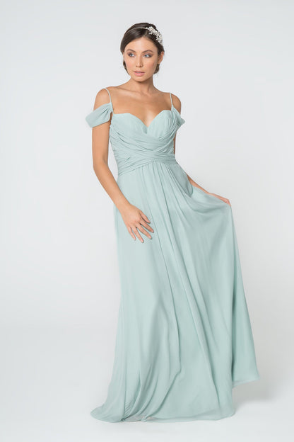 Chiffon Ruched Sweetheart Long Dress-5