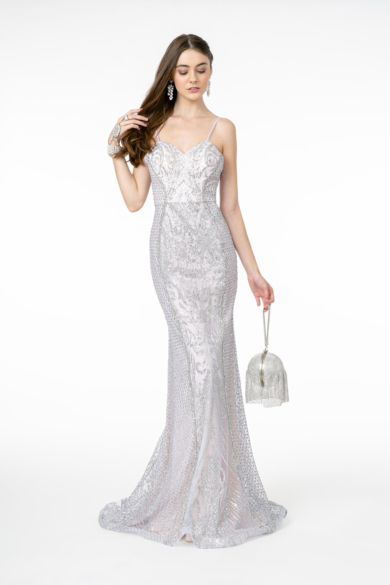 Glitter Mesh Sweetheart Mermaid Long Dress-0