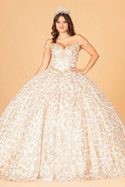 Mesh Detachable Long Sleeves Quinceanera Dress w/ Detachable Ribbon and Ruffled Train-0