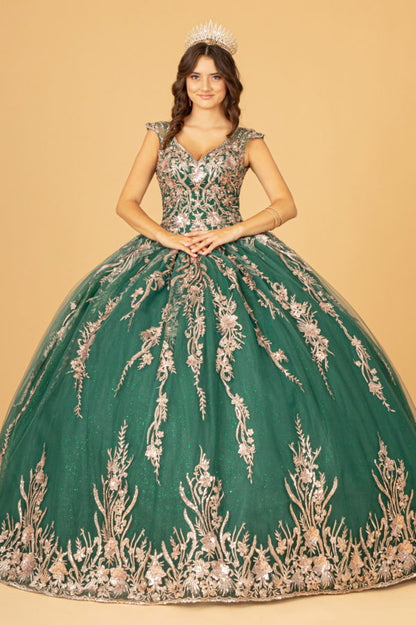 Sequin Glitter Embellished Quinceanera Dress w/ Corset Back-5