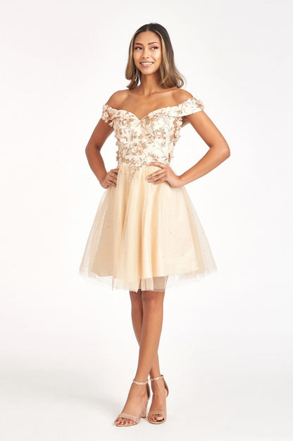 Sweethearted Glitter Mesh Homecoming Dress w/ Corset Back-4