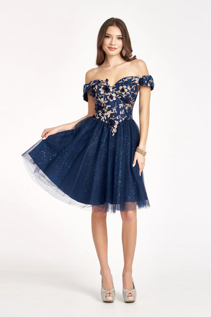 Sweethearted Glitter Mesh Homecoming Dress w/ Corset Back-5