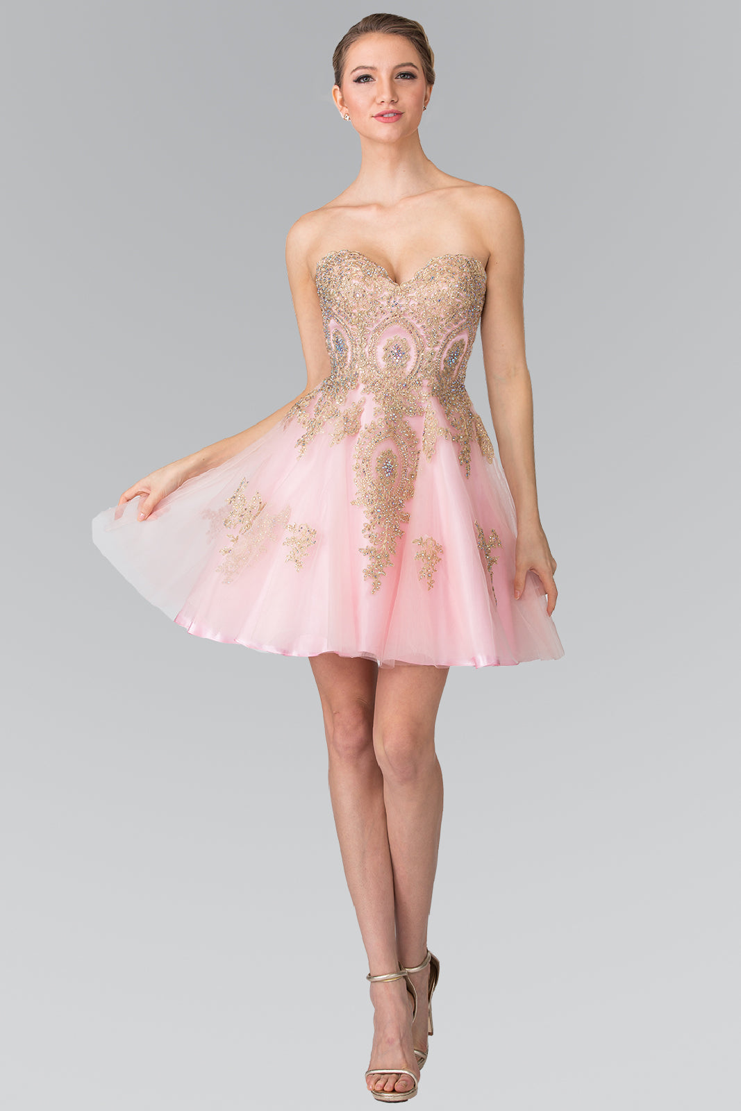 Sweethearted A-line Tulle Short Dress with Corset Back-0