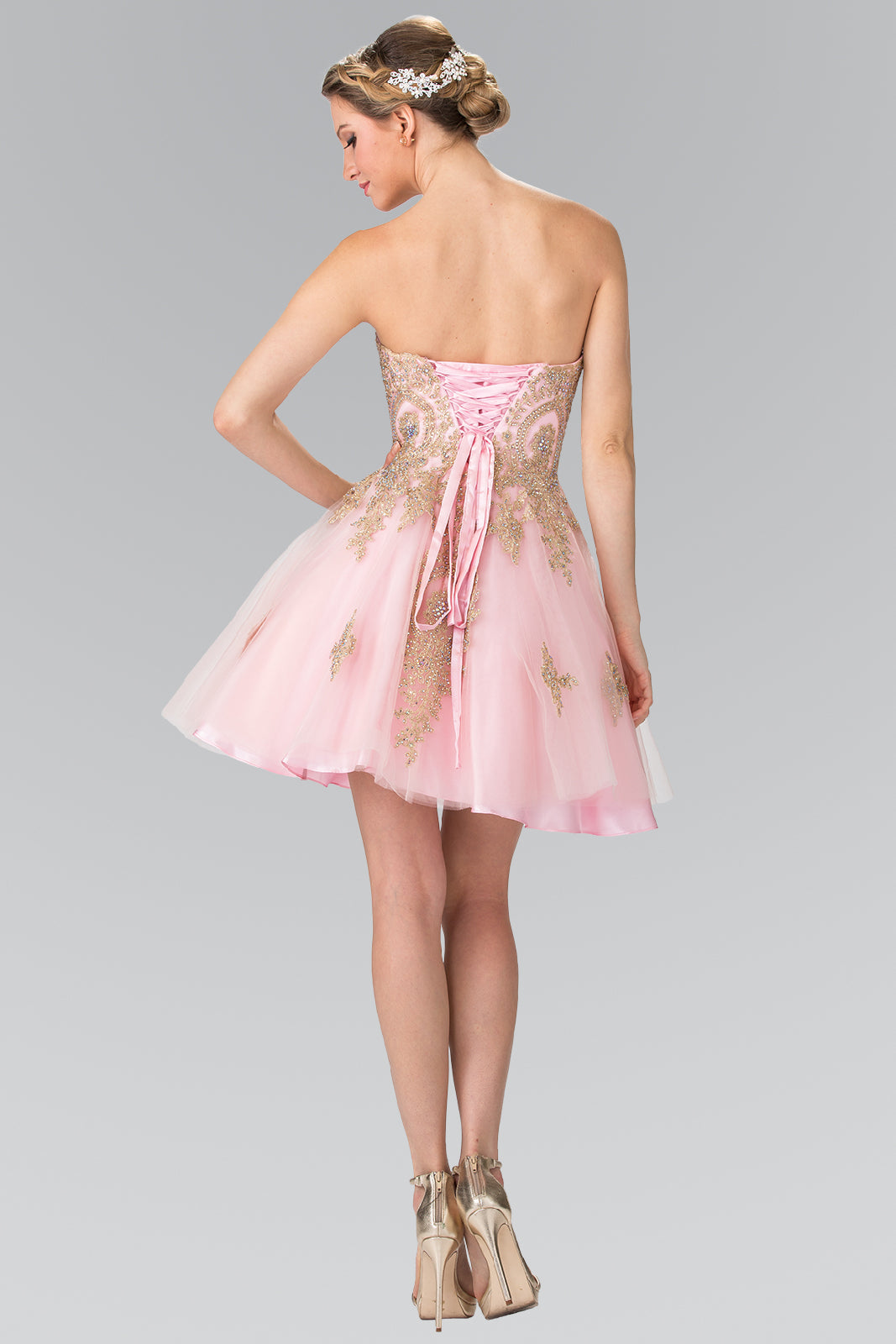 Sweethearted A-line Tulle Short Dress with Corset Back-1