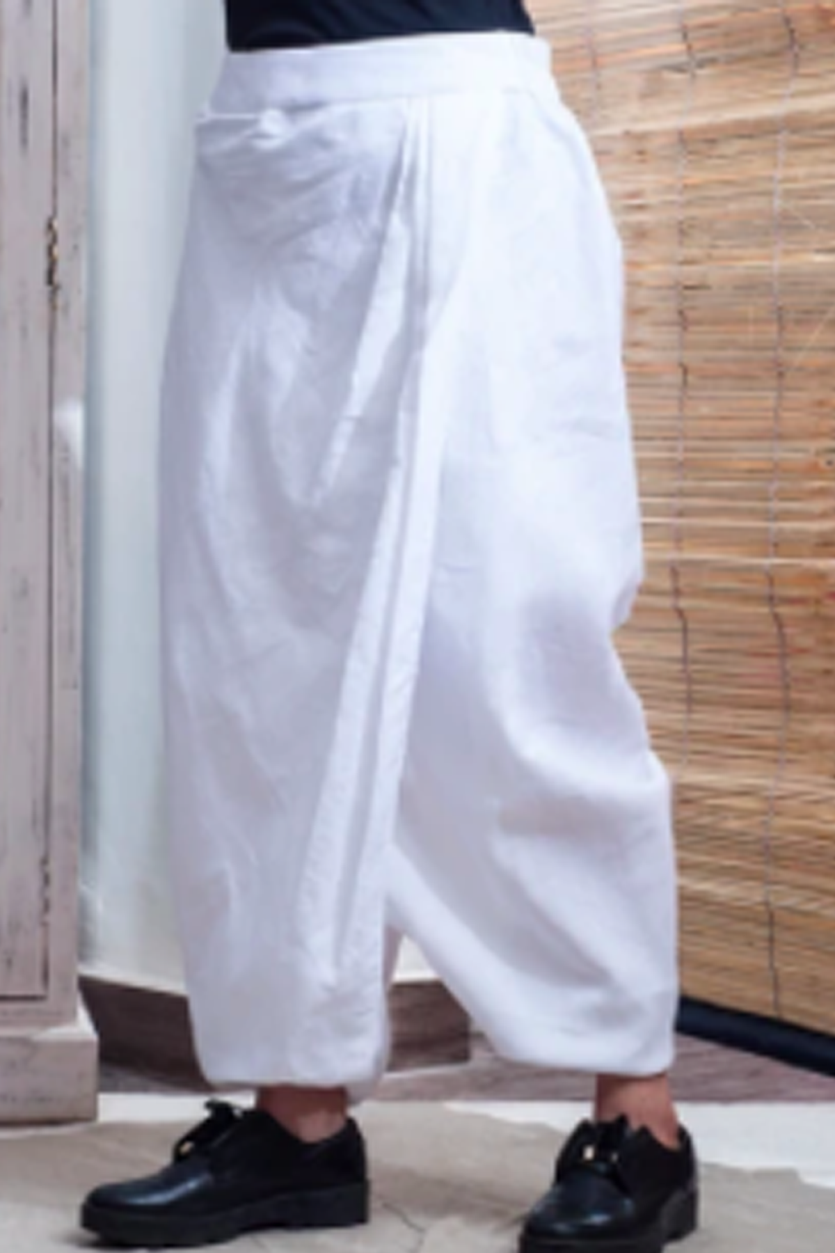 White Overlap Dhoti Pants-0