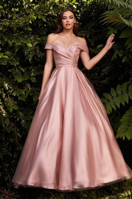 Off The Shoulder Organza Ball Gown-0