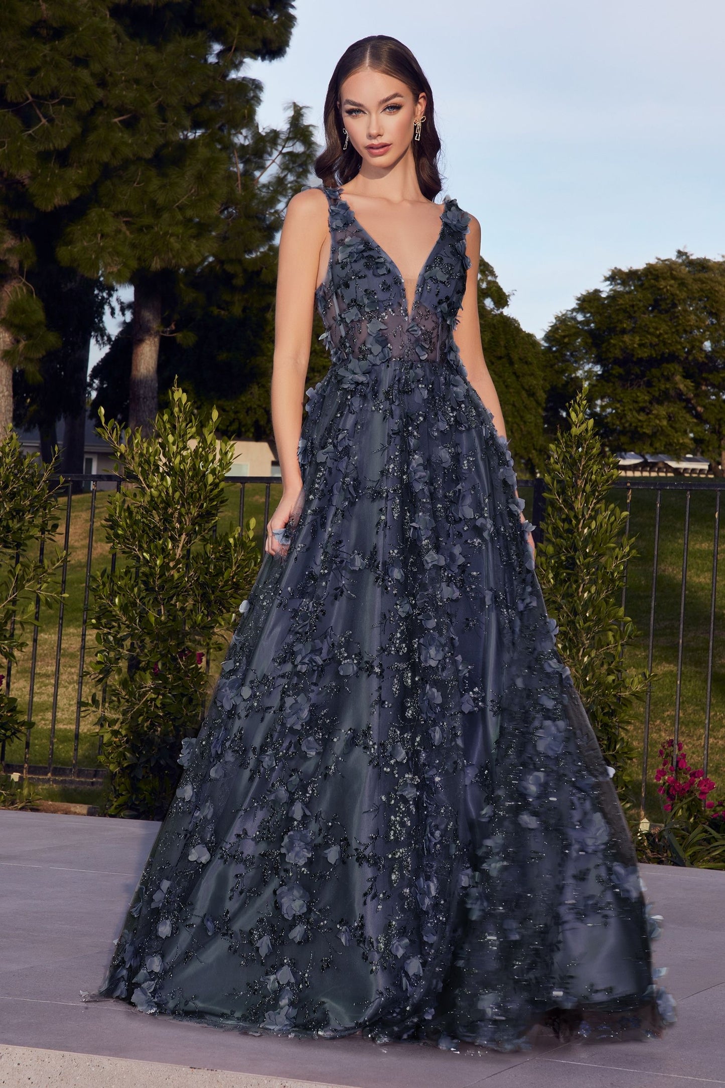 Glitter Floral Ball Gown-3