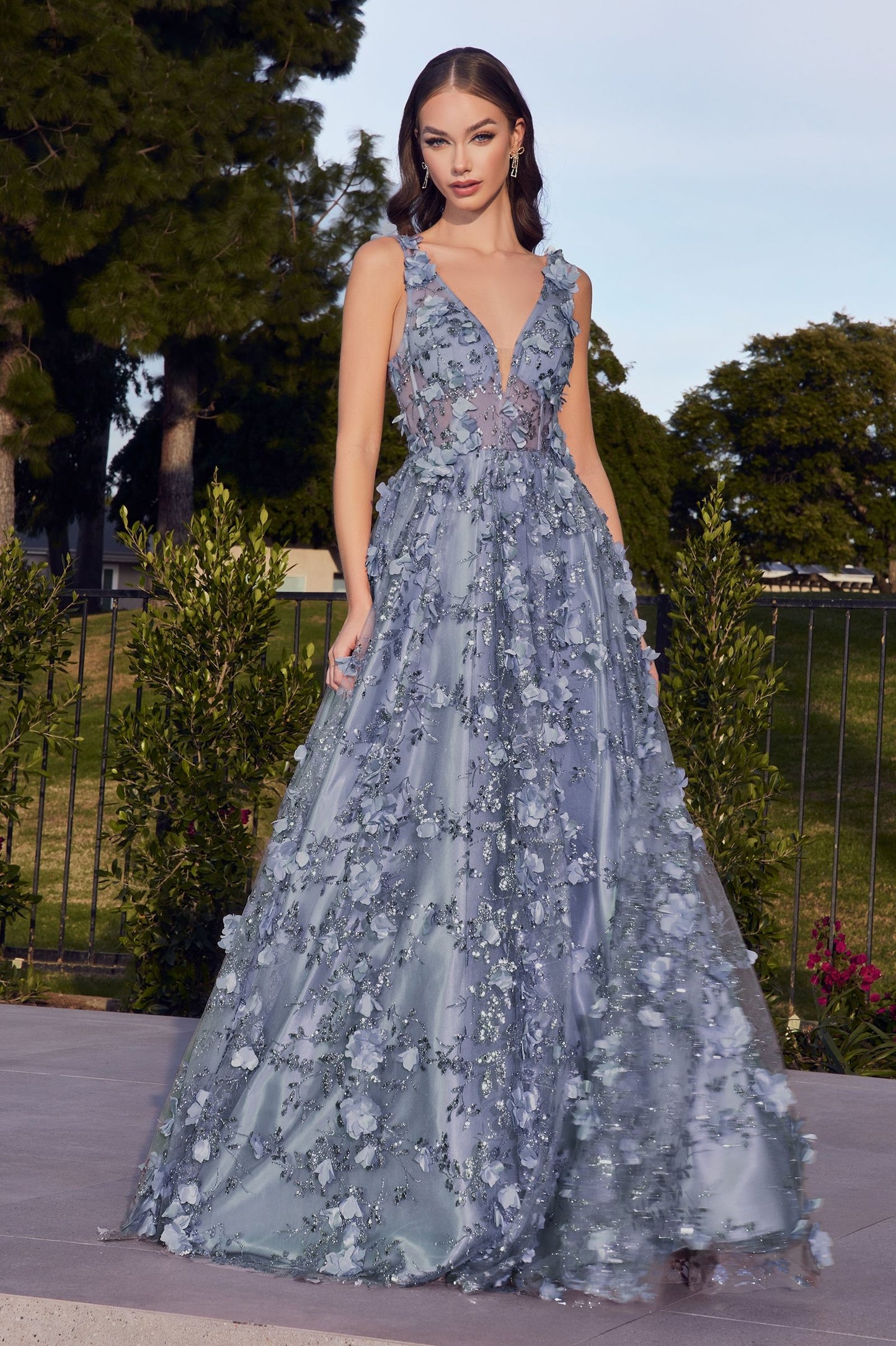 Glitter Floral Ball Gown-4