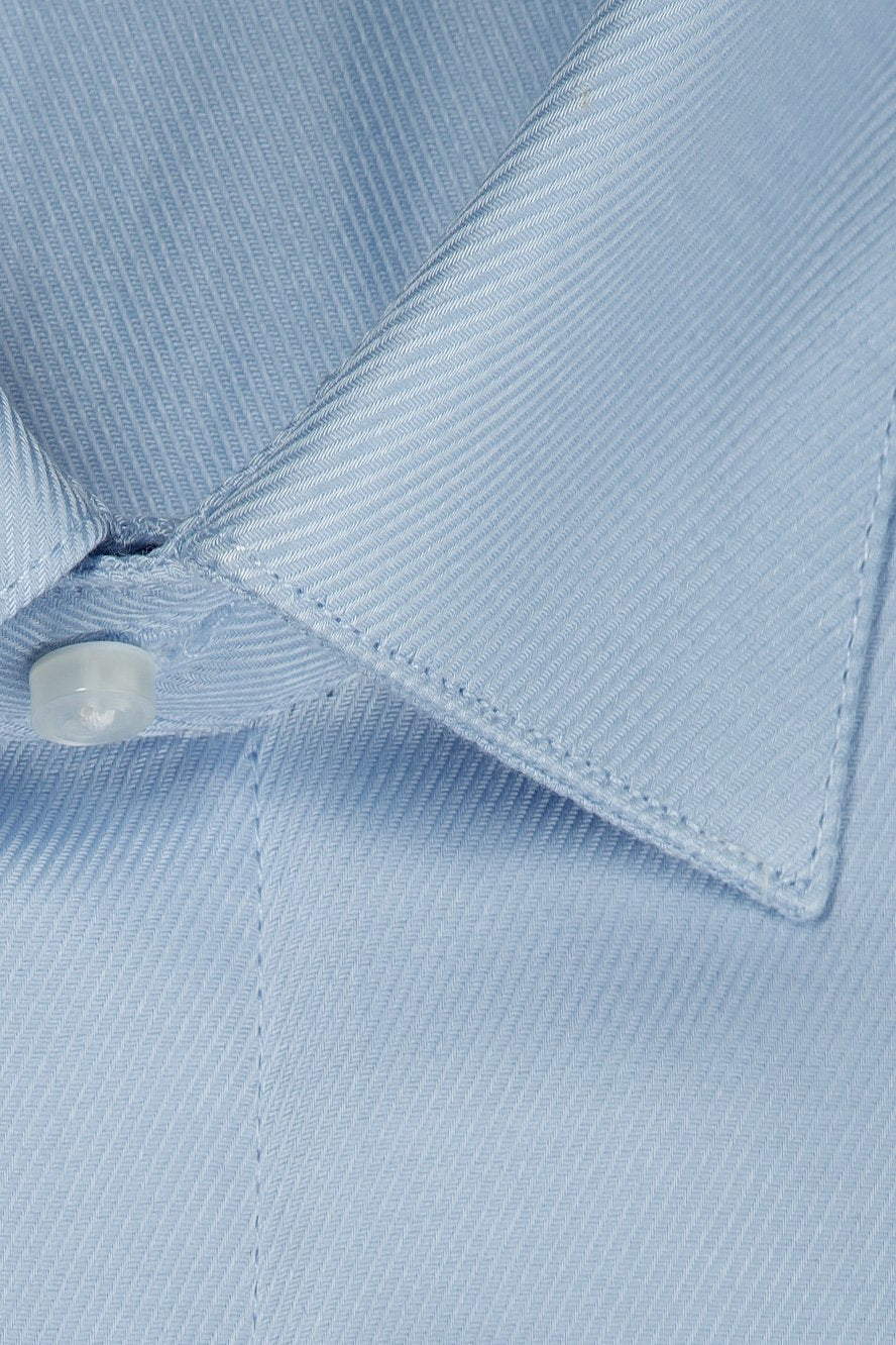 "Jamison" Blue Twill Spread Collar Dress Shirt-1