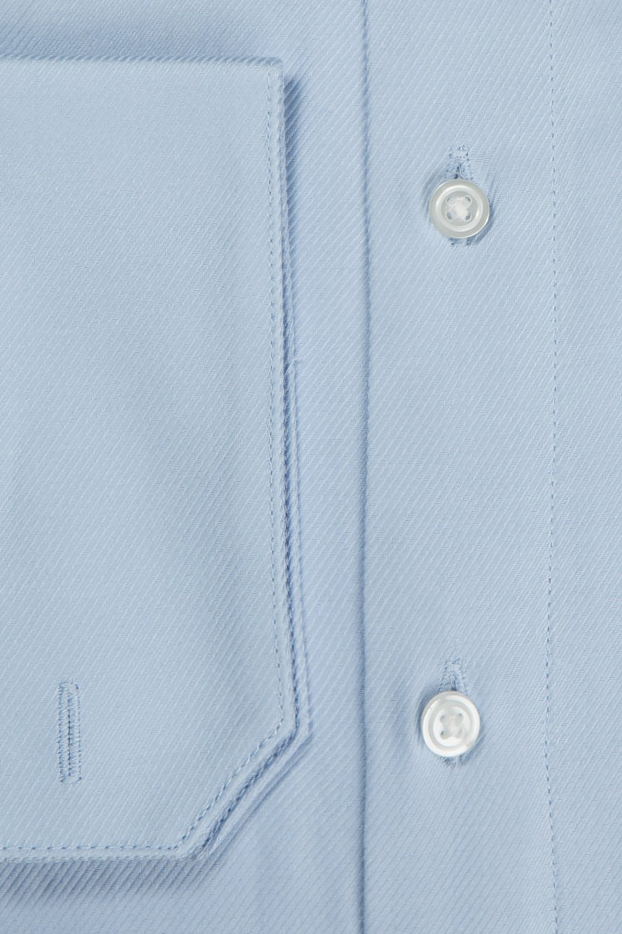 "Jamison" Blue Twill Spread Collar Dress Shirt-2