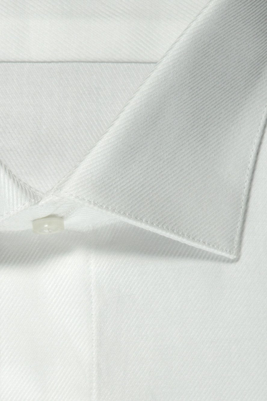 "Jamison" White Twill Spread Collar Dress Shirt-1