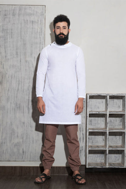 Perna - Cotton X Linen White Kurta-1