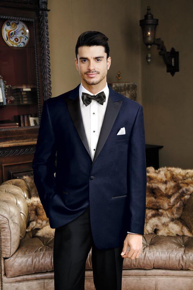 "Liam" Navy Velvet Jacket Peak (Separates)-0