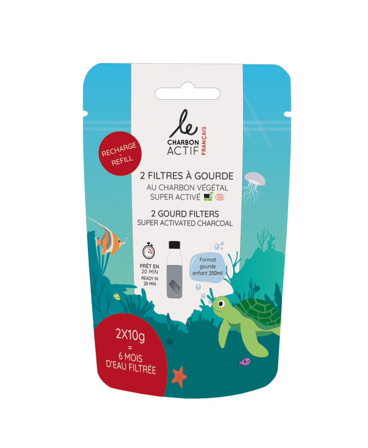 Lot de 2 filtres à eau au charbon actif pour gourde enfant RECHARGE-1