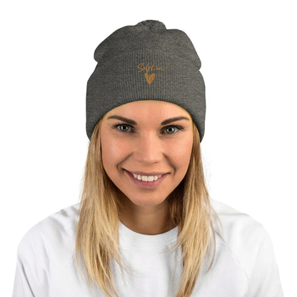 Self Love Pom-Pom Beanie - Women's Beanie with Embroidery-2