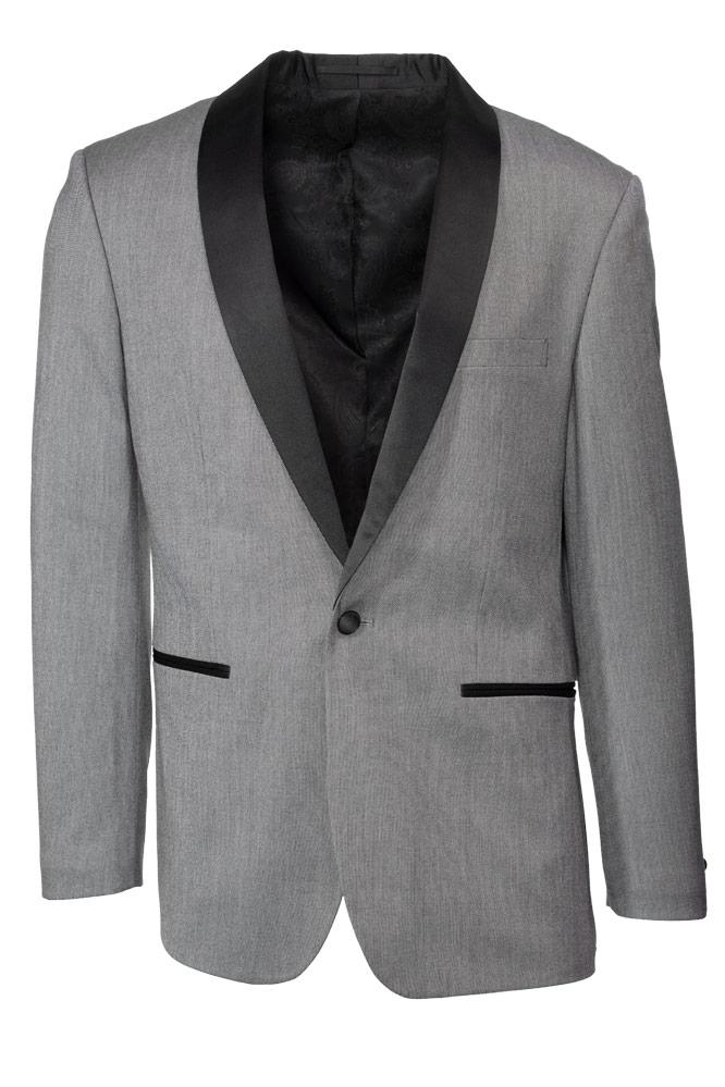 "Sebastian" Grey Pindot Tuxedo Jacket Shawl (Separates)-0