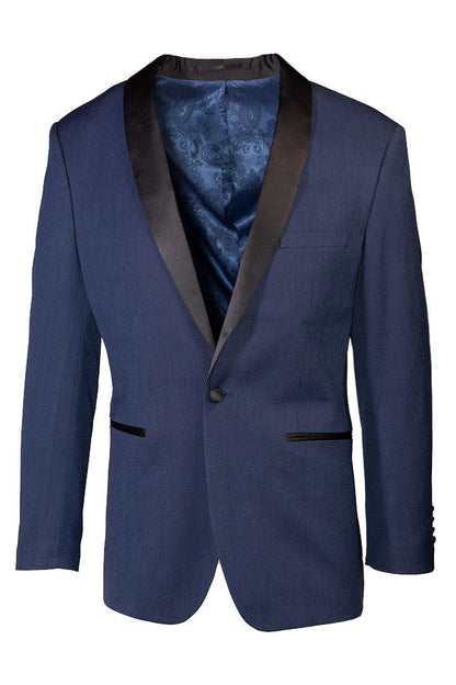 "Sebastian" Indigo Pindot Tuxedo Jacket Shawl (Separates)-0