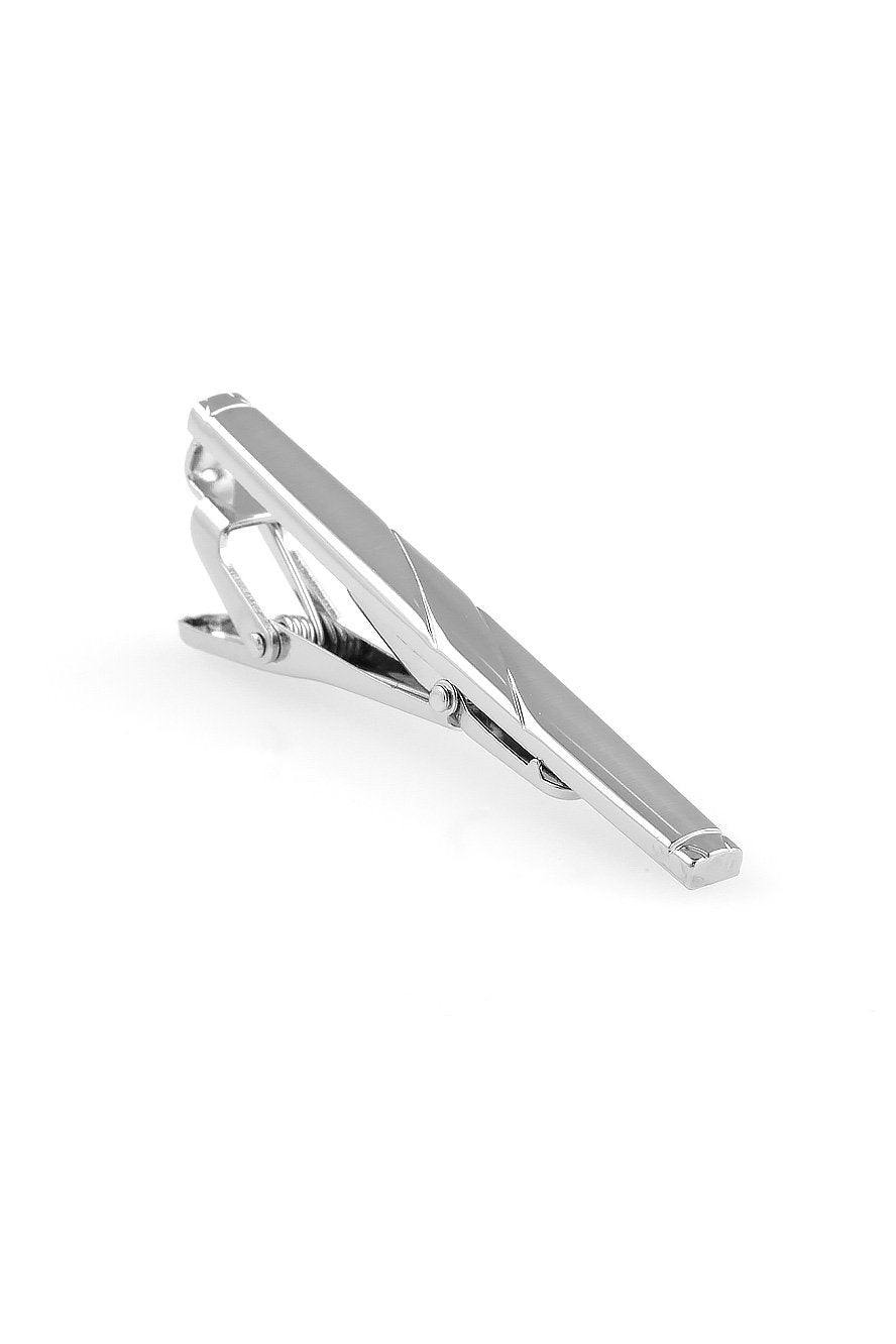 Brushed Silver with Swirl Premium Tie Bar-0