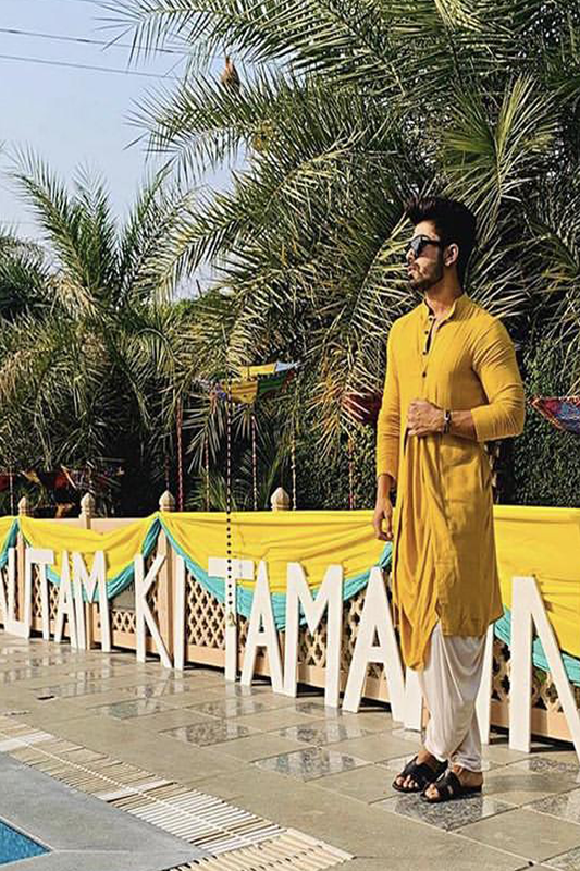 Bohame x Akash Choudhary In Our - Mustard Kurta With Dhoti Set-0