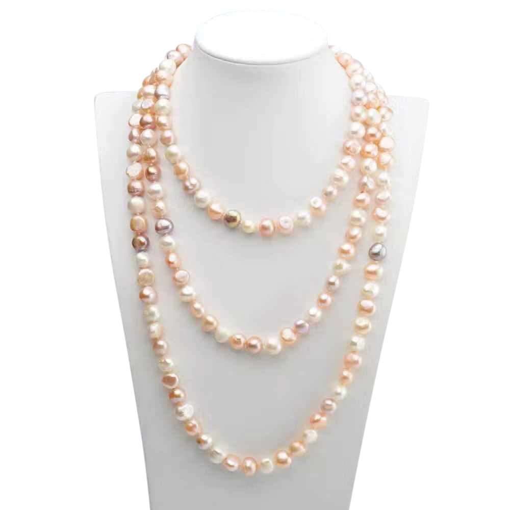 Freshwater Baroque Mixed Colour 63.8 inches Teneriffe Strand Necklace 8-9 mm AAA-0