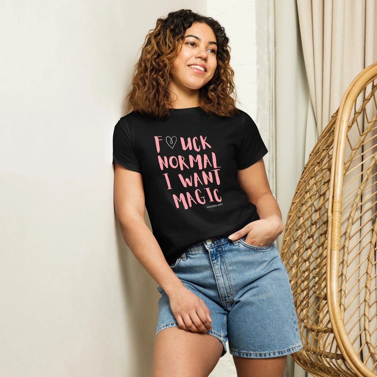 women's t-shirt F*UCK NORMAL I WANT MAGIC Women’s high-waisted t-shirt-3