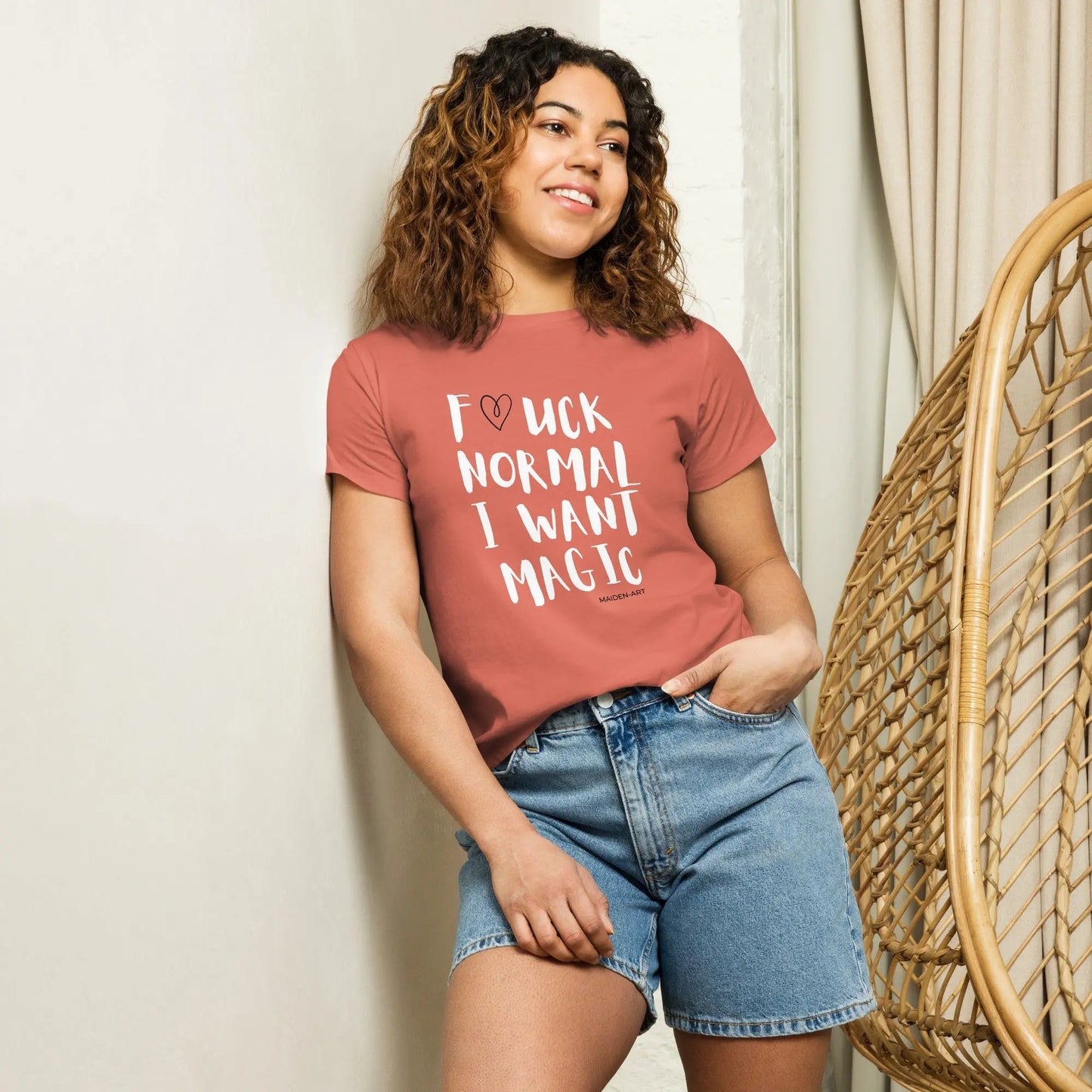 Women's t-shirt F*UCK NORMAL I WANT MAGIC Women’s high-waisted t-shirt-1