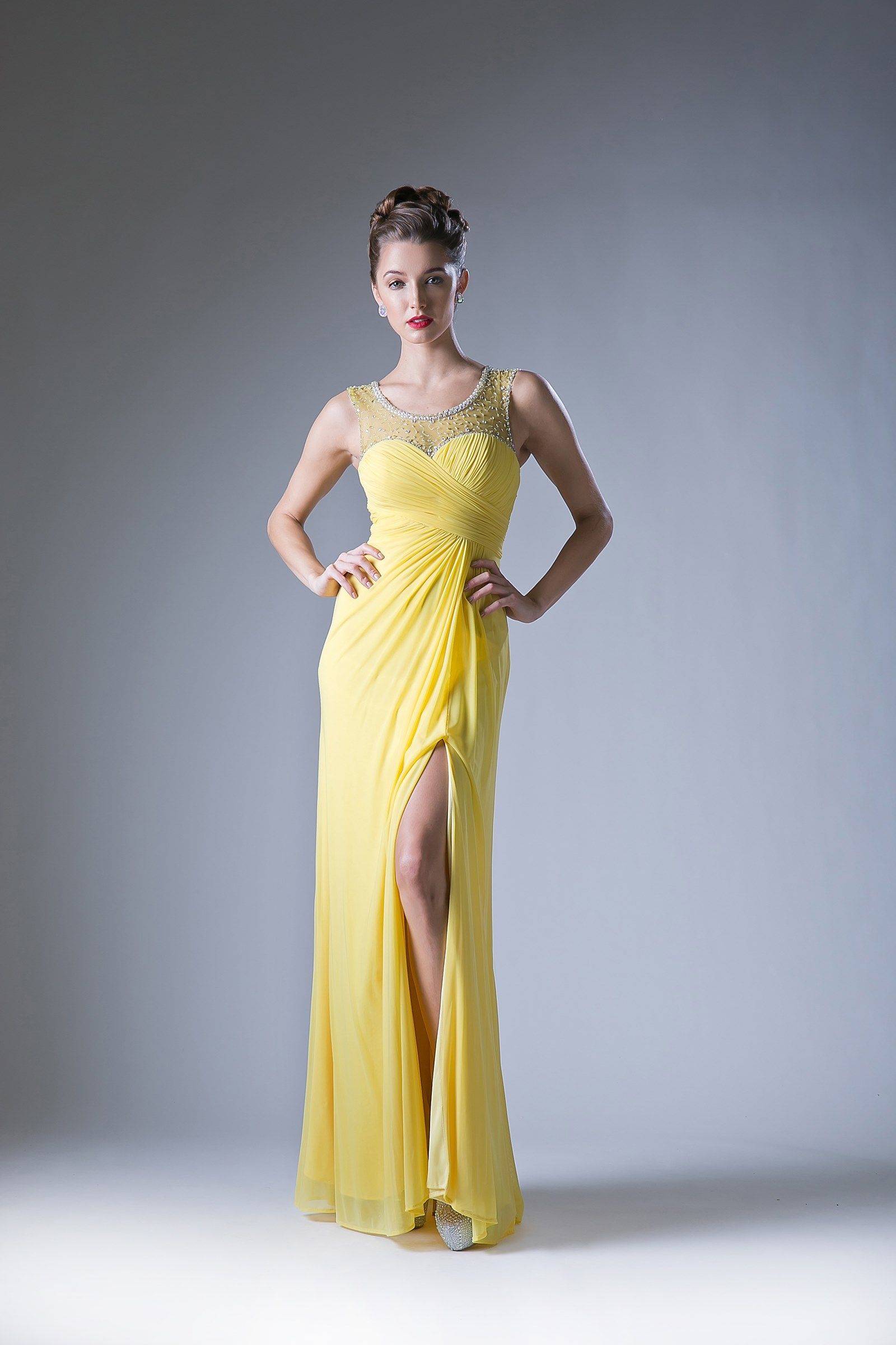 Beaded Chiffon Sheath Dress-0