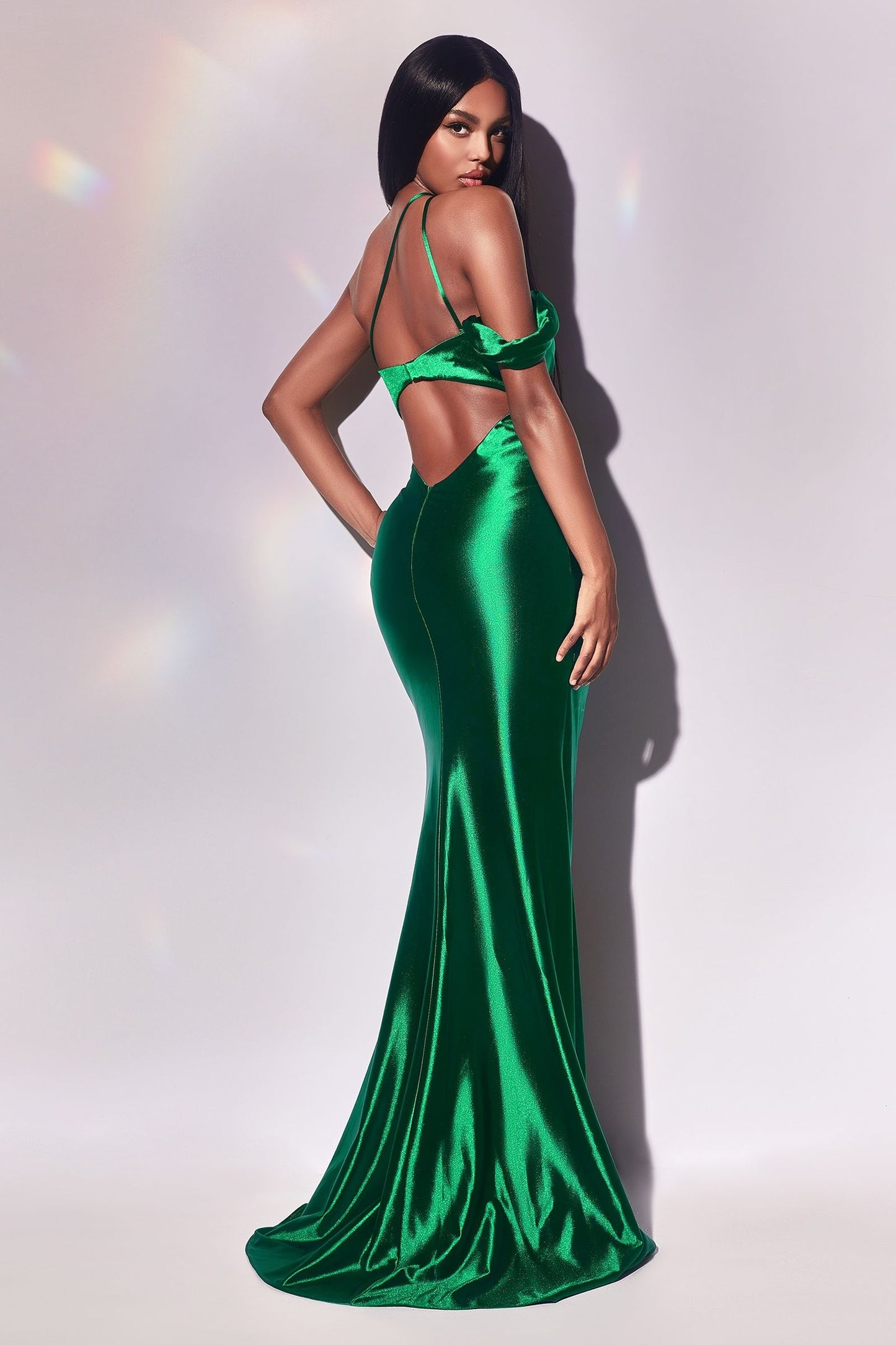 Fitted Asymmetrical Satin Gown-4